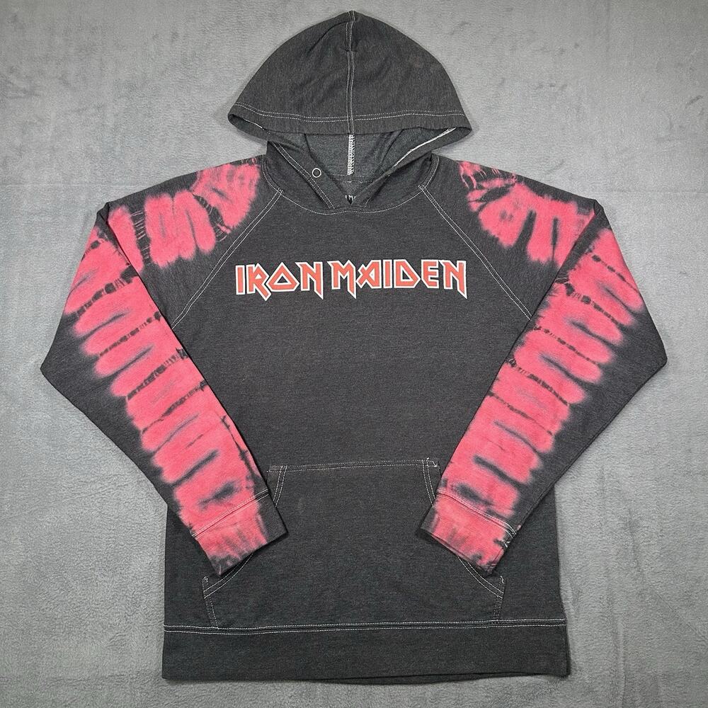 Iron Maiden Killers Hoodie Black Red Tie Dye Adult M Band Graphic Distressed